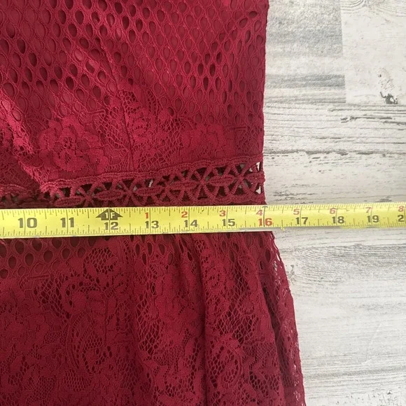 Altar'd State Mariska Brick Red Lace Semi-Sheer Embroidered Maxi Dress Womens L - Picture 11 of 14